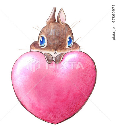 ハートから覗くうさぎのイラスト素材 [47360975] - PIXTA