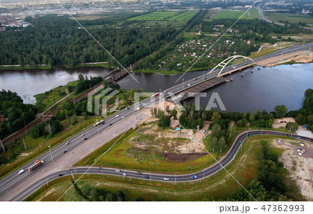 Aerial view of motor bridge, construction beltway 47362993