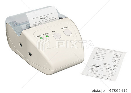Receipt printer for POS, 3D rendering Receipt printer for POS, 3D rendering 47365412