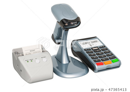 Receipt printer and barcode reader with POS 47365413