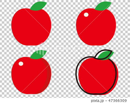 りんご リンゴ 林檎 シンプル 赤のイラスト素材