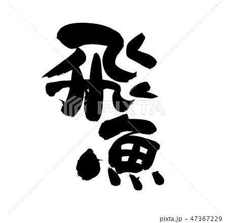 筆文字素材のとびうおの手書きのイラスト【飛魚】 47367229