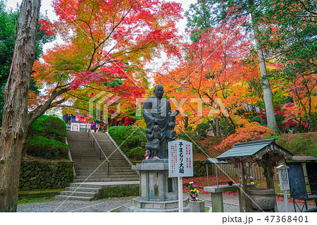 京都 今熊野観音寺の子まもり大師像と紅葉   京都 今熊野観音寺の子まもり大師像と紅葉   47368401