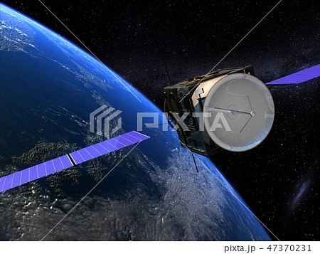 地球　CG　日本　ライジングサン 3D 　衛星 47370231