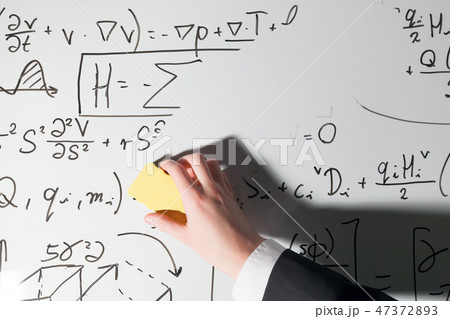 Whiping the whiteboard. Complex math formulas. Mathematics and science 47372893