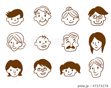 Faces Of Various People Hand Painted Stock Illustration