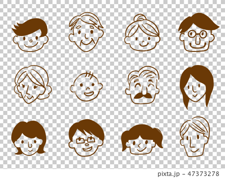 Faces Of Various People Hand Painted Stock Illustration