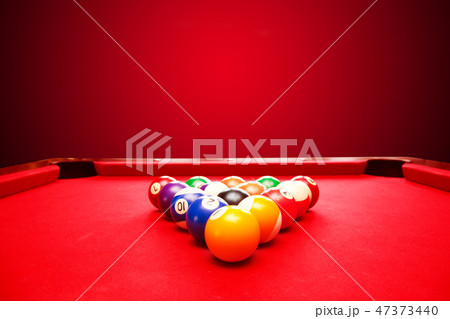 Billards pool game. Color balls in triangle Billards pool game. Color balls in triangle 47373440