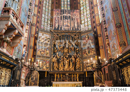 The altarpiece of Veit Stoss in St. Mary's Basilica, Cracow, Poland. 47373448