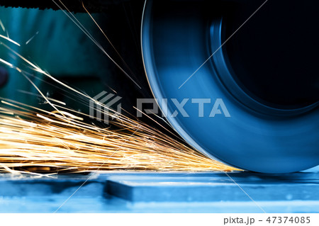 Sparks from grinding machine. Industrial, industry 47374085