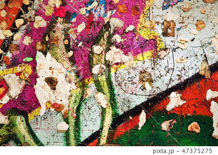 Part of Berlin Wall with graffiti and chewing gums 47375275