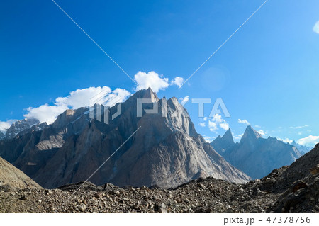 Great trango tower at Khobutse camp, K2 trek, Paki 47378756