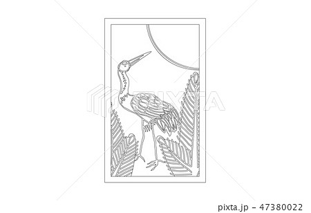 花札線松に鶴のイラスト素材