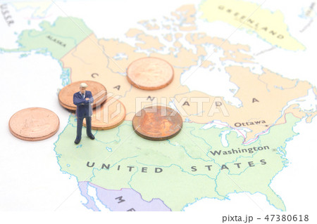 businessman standing on map American 47380618