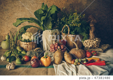 still life Vegetables, Herbs and Fruits. still life Vegetables, Herbs and Fruits. 47381480