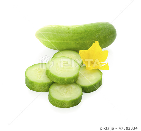 Cucumber and slices isolated on a white background 47382334