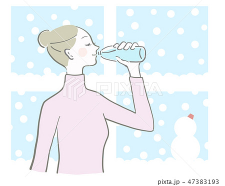 イラスト素材 水 飲む 女性 余白 水分補給 ベクター 冬こそ水分補給 Procreate逆引き辞典