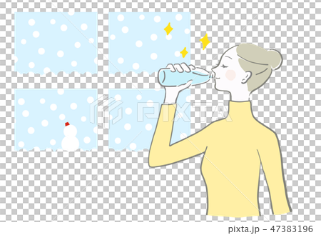 Water drinking female margin hydration supply vector Winter is hydrated 47383196
