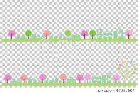 春天櫻花樹和城市景觀圖集 春天櫻花樹和城市景觀圖集 47383604