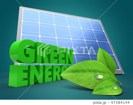 3d illustration of green sign with  green leaf 47384144