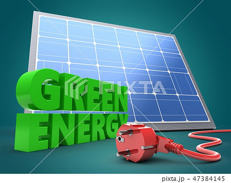 3d illustration of green sign  with power cord 47384145