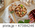 Seasoning fried peanut bean in basket, bean snack 47384246