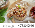 Seasoning fried peanut bean in basket, bean snack 47384249
