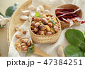 Seasoning fried peanut bean in basket, bean snack 47384251