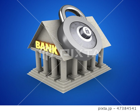 3d illustration of Bank with code lock 3d illustration of Bank with code lock 47384541