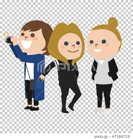 A girl who is crazy about photography during sightseeing. Young girls trying to steal smartphones from tourists A girl who is crazy about photography during sightseeing. Young girls trying to steal smartphones from tourists 47384728