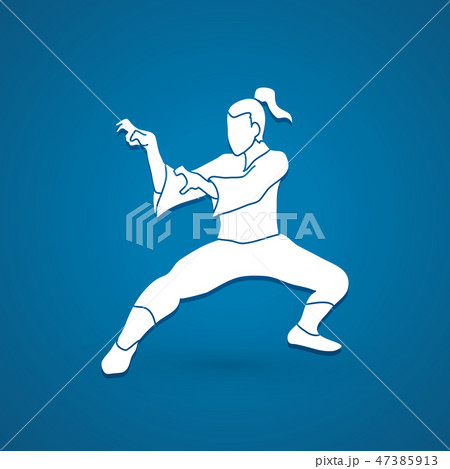 Kung Fu fighting action graphic vector. 47385913