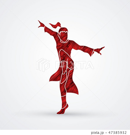 Kung Fu fighting action graphic vector. 47385932