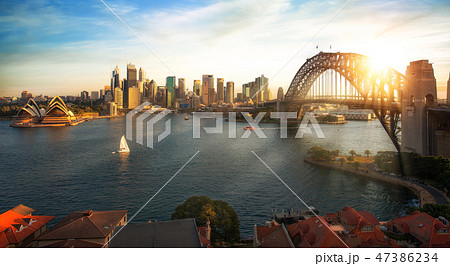 Sydney harbour and bridge in Sydney city Sydney harbour and bridge in Sydney city 47386234