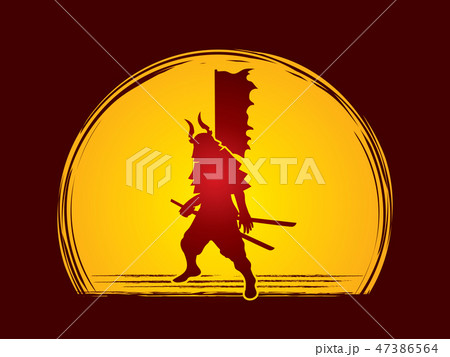 Samurai warrior standing ready to fight vector 47386564