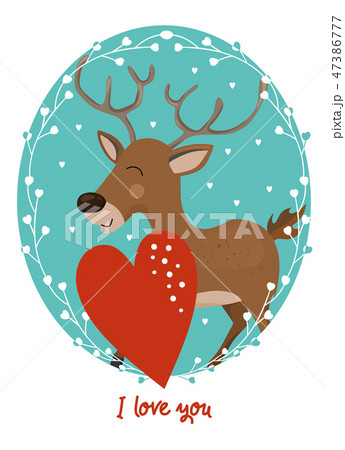 Valentines Day card with animal Valentines Day card with animal 47386777
