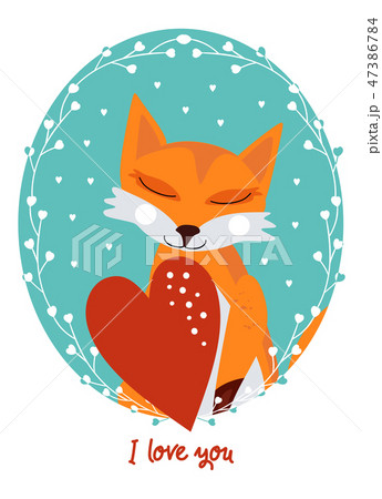 Valentines Day card with animal Valentines Day card with animal 47386784