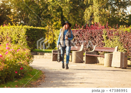 Stylish woman on air 47386991