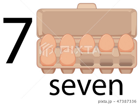 Seven eggs in carton 47387336