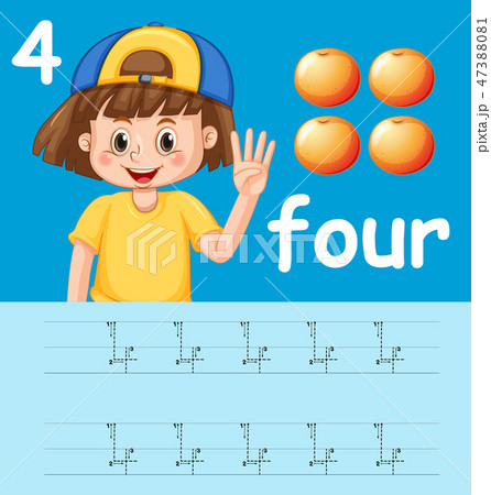 How to write number four worksheet 47388081