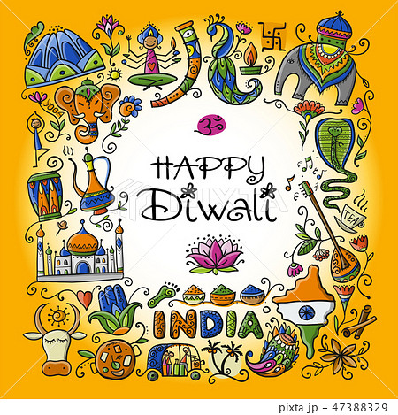 Indian diwali festival holiday. Sketch for your design 47388329