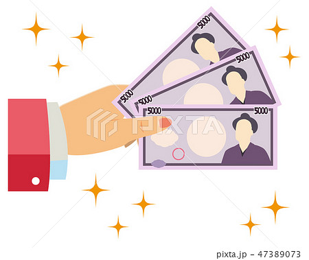 お金　お札　五千円　手　ボディーパーツ　女性 47389073