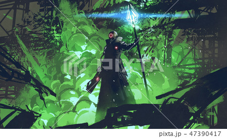 the futuristic man in black cloak the futuristic man in black cloak 47390417