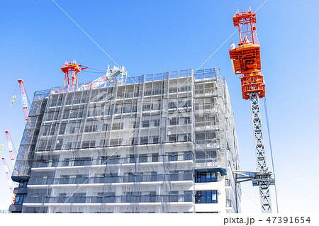 マンション・ビルの建設現場 マンション・ビルの建設現場 47391654
