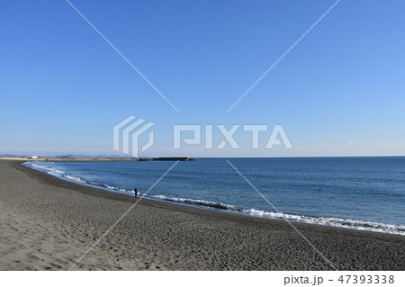 冬の湘南ひらつかビーチパークの写真素材