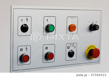 control panel of equipment with pushbuttons 47394423