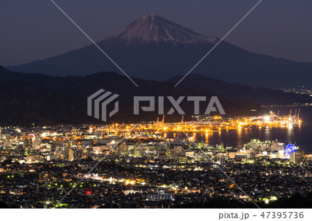 富士山 日本平 夜景の写真素材