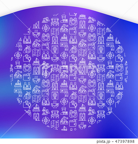 Immigration concept in circle with thin line icons 47397898