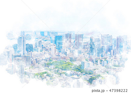 東京の風景 水彩画風のイラスト素材 [47398222] - PIXTA
