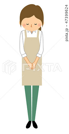 エプロンの女性 おじぎ エプロンの女性 おじぎ 47399624