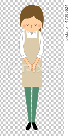 エプロンの女性 おじぎ エプロンの女性 おじぎ 47399624